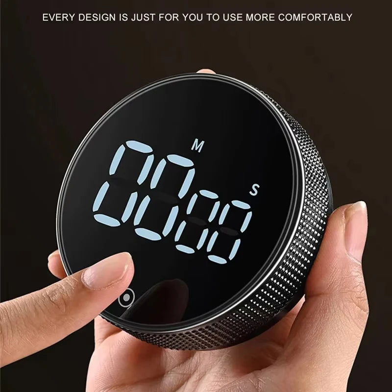 Digital magnetic kitchen timer with rotary dial and LCD display