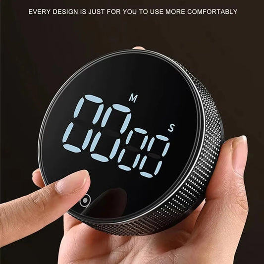 Digital magnetic kitchen timer with rotary dial and LCD display