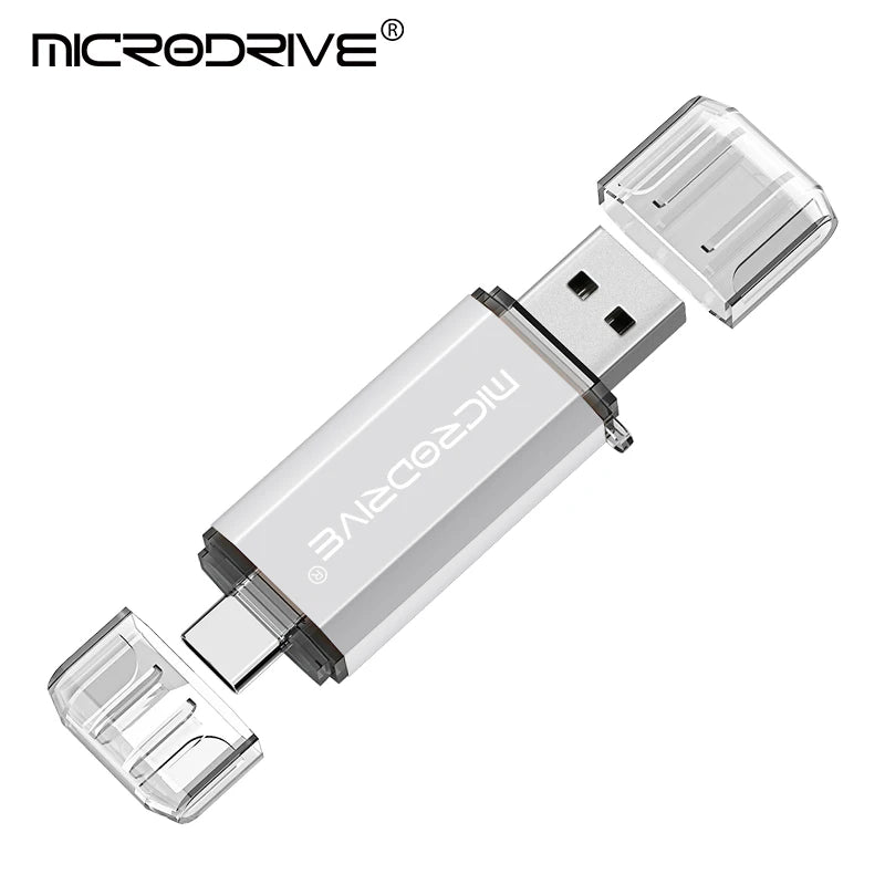 White USB flash drive on a white background