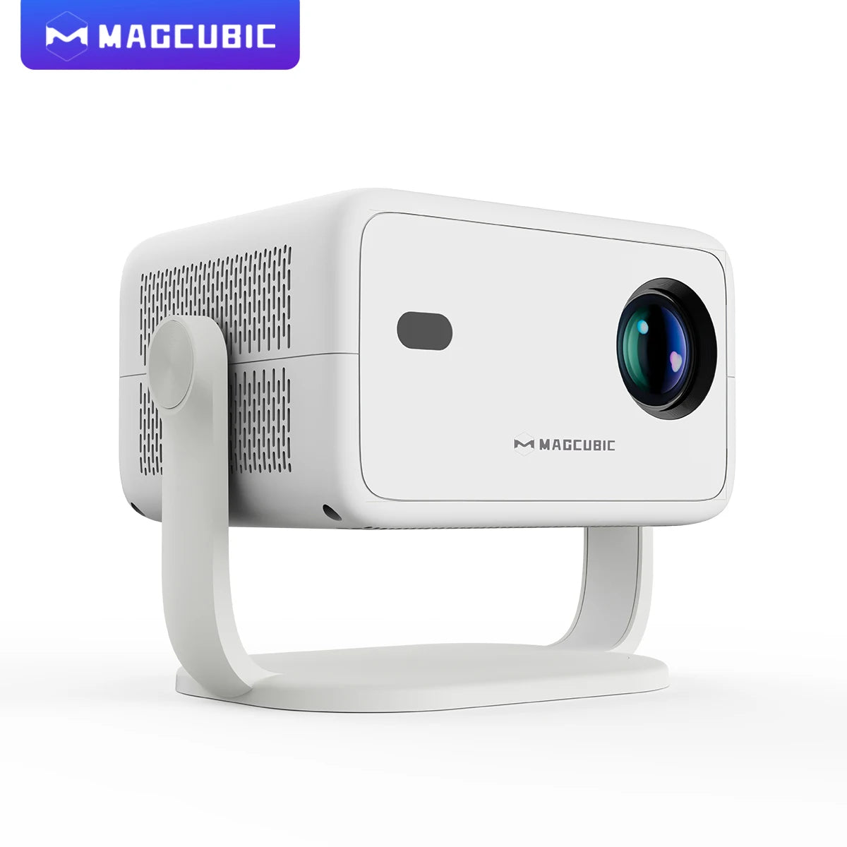 Magcubic 4K projector with 360-degree adjustable stand in white