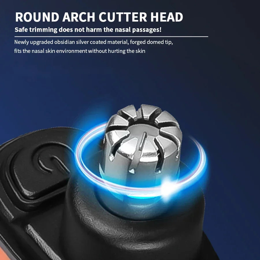 Round arch cutter head with blue light on a dark background