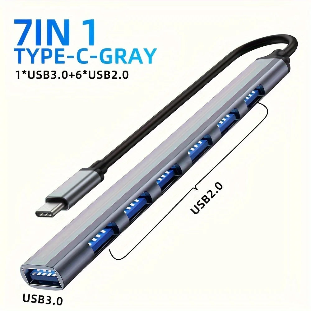 7-in-1 Type-C hub with USB ports on a white background