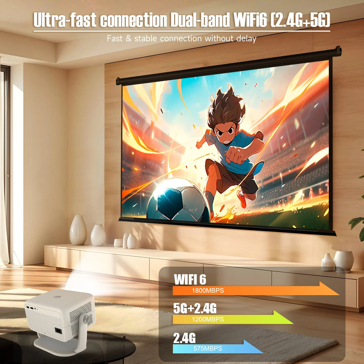 Magcubic projector comes with ultra fast WiFi6 for fast and stable connection