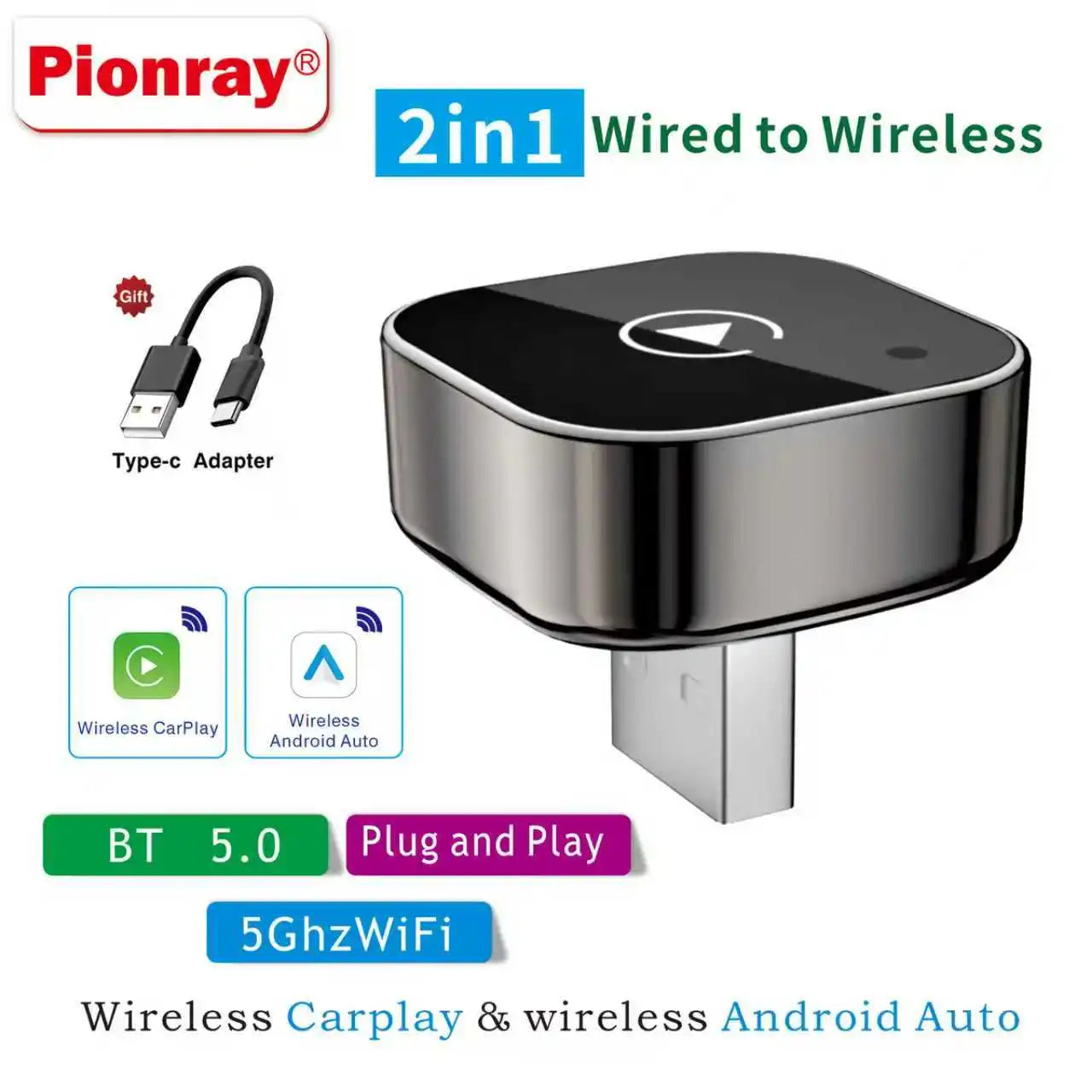 Wireless CarPlay adapter with USB-C connector